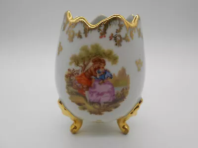 Gorgeous Void Egg Shape Gallant Scene Limoges Porcelain Pocket • £35.96