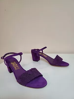 Salvatore Ferragamo Galles Purple Suede Sandal Size 8 100% Authentic RRP$825 • $420