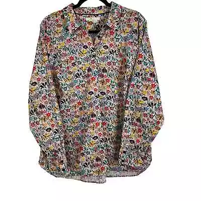 Boden Floral Pink Colorful Button Up Long Sleeve Shirt Size 20/22 US Or UK 22R  • $26.88