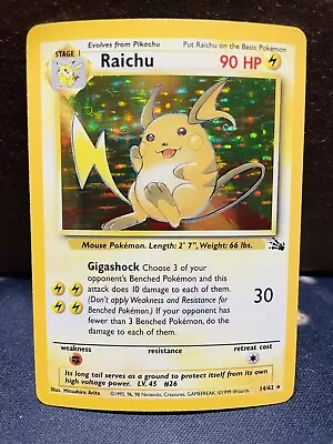 Pokemon Raichu #14/62 WotC Fossil Holo Rare NM • $7.50