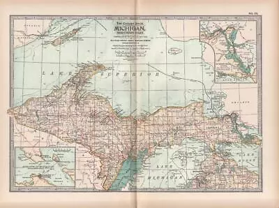 1897 Antique Century Atlas Map-michigan Northern Part-united States • $7