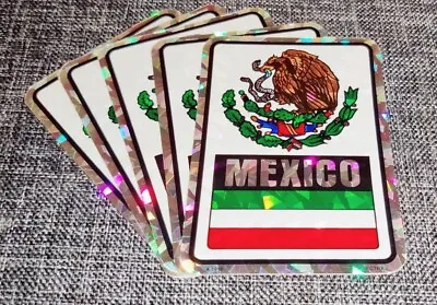 Vtg Sticker Lot Of 5 Mexico Mexican Flag Coat Of Arms Foil Mylar Prism Stickers • $8.99