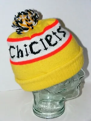 Vtg CHICLETS CHEWING GUM Toboggan/Ski Cap/Hat Full Pom Pom Adult Size Unbranded • $44.99