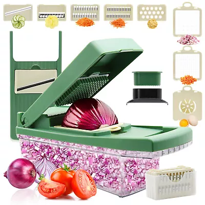 12-In-1 Vegetable Fruit Chopper Cutter Food Onion Garlic Dicer Slicer Kitchen US • $13.99