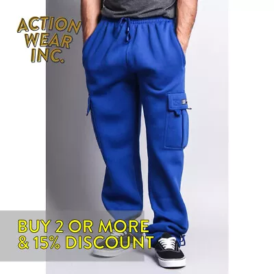 Dreamusa Plain Cargo Sweatpants 5 Pocket Heavyweight Casual Fleece Pants Hip Hop • $29.90