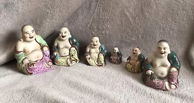 Vintage Chinese Laughing Buddha Porcelain Figures With Signature • £15