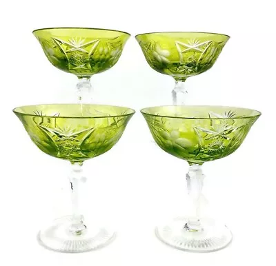 Nachtmann TRAUBE Crystal Chartreuse Reseda Coupe Champagne Sherbet Glasses (4) • $160