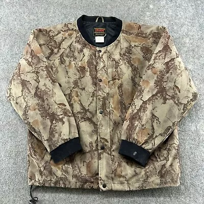 Stearns Jacket Mens Large Beige Brown Camo Dry Wear Bomber Fleece Quilted Pocket • $15.96