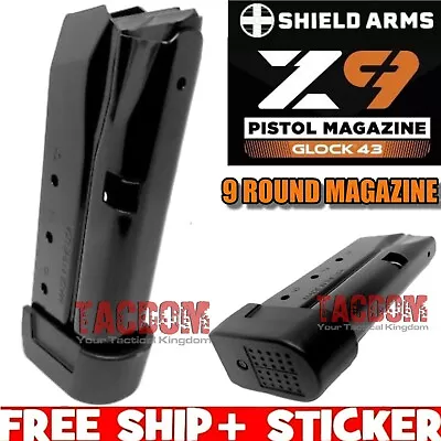 SHIELD ARMS Z9 MAGAZINE For Glok 43 STEEL MAG - 9 ROUNDS - USA  G43 - POWERCRON • $40.95