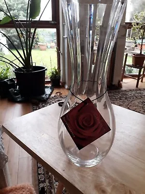 £10 • Buy Dartington Crystal Glass Rose Vase New In Box Dimensions 31cm Tall 11cm Widest