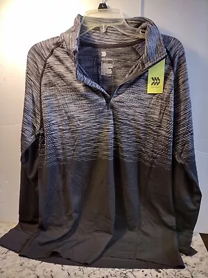 All In Motion Mens Athletic Shirt Long Sleeve Black & Gray Seamless Medium • $5