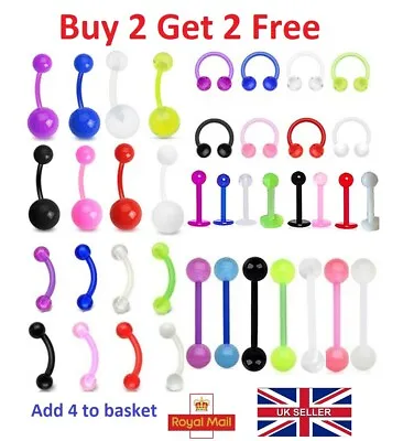 £1.59 • Buy BioFlex Tongue Bars, Horseshoe Rings, Labret Bars, Belly Bars And Eyebrow Curved