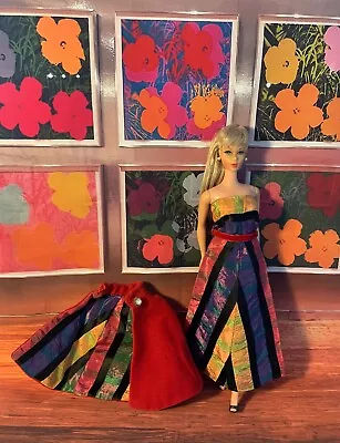 Vintage Barbie Clone Dress Cape Metallic Taffeta W/shoes HM Wendy Babs NoDoll • $40