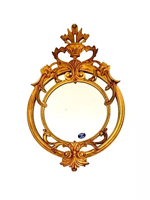 Mirror Round Ornate Gold Leaf Design Frame Rococo Style Italian Vintage Decor • $475