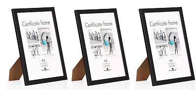 £9.49 • Buy Pack Of 3 A4 Certificate Frames Photo Picture Frame BLACK Or SILVER 