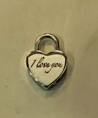 Tiffany & Co Sterling Silver Notes 'I Love You' Heart Padlock Charm • $150