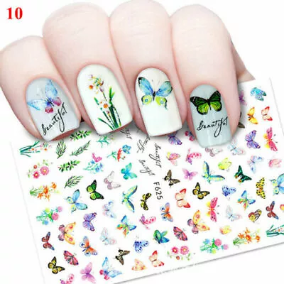 3D Nail Art Stickers Feathers Flamingos Butterflies Transfer Nail Decals Decor - • $1.31