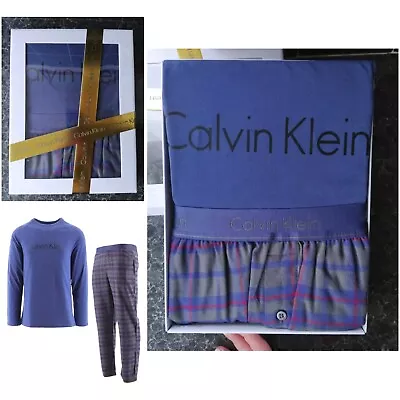 Calvin Klein 2pcs Logo Pyjama Set In Gift Box Size S Long Sleeve Top + Bottom  • £42.95