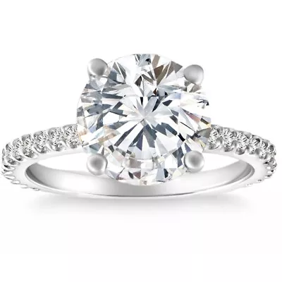 Certified 4 1/2Ct Diamond Engagement Ring 14k Gold Lab Grown With Sidestones • £2432.79