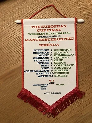 Manchester United V Benfica Pennant 1968 European Cup Final Retro • £7.99