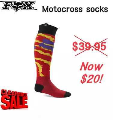 CLEARANCE! FOX 180 NUKLR Motocross MX Socks Lg NEW Dirt Bike ATV Socks Red • $20