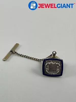 Cto Signed Sterling Silver Men's Tie-tack Blue Enamel 5.1 G #dg271 • $14.99