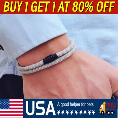 New Minimalist Men Rope Bracelet Double Layer Braclet Homme Accessories US • $7.89