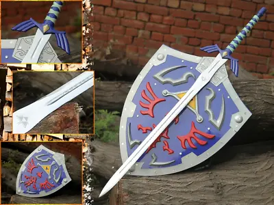 THE LEGEND OF ZELDA REAL STEEL MASTER SWORD + SHIELD SET Costume Link Hylian • $242