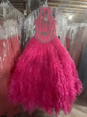 Perfect Angel 1475 Hot Pink Stunning Girls Pageant Gown Dress Sz 8 NWT SALE! • $181.99