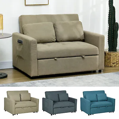 Fabric Convertible 2 Seater Sofa Bed With 2 Cushions For Living Room • £376.99