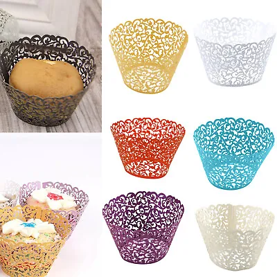 £4.09 • Buy Cupcake Wrappers Cases Paper Filigree Vine Laser Cut Wedding Party Birthday Xmas
