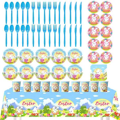 81PCS Easter Plates And Napkins Vintage Easter Decorations Spring Easter Bunny • $31.18