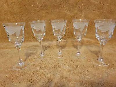 $15 • Buy Vintage Liqueur/sherry/port Crystal Glasses With Etched Leaf Design, 2.5 Oz.