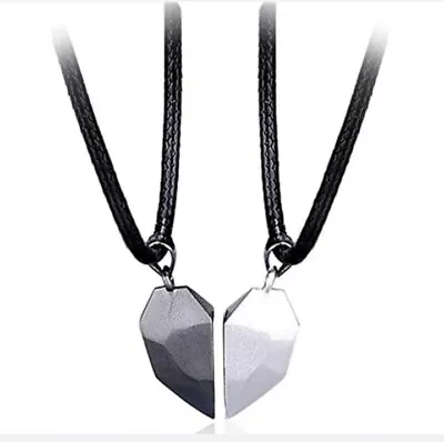 Two Part Couples - Men's & Womens Magnetic Heart Pendant Matching Love Necklaces • £6.45