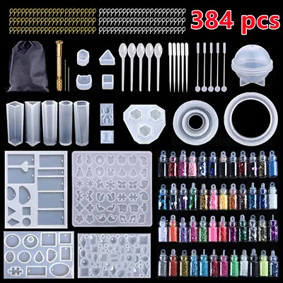 £12.24 • Buy 384PCS Resin Craft Moulds Casting Silicone Epoxy DIY Jewelry Pendant Mould Kit