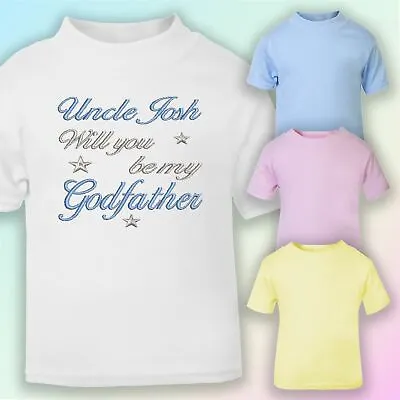 £7.75 • Buy Will You Be My Godfather Embroidered Baby T-Shirt Gift Personalised Godparent