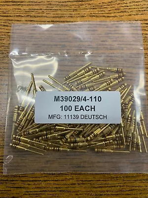 Lot Of 100 TE/Deutsch M39029/4-110 MIL-SPEC Male Pin Contact 20-24awg • $17