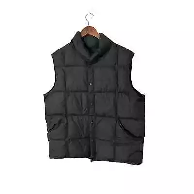 Lands End Men's L 42-44 Black Down Feathers Insulated Full Zip Vest Outerwear • $19.99
