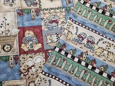 $14.99 • Buy Vintage Kathi Walters Quilting Fabric Country Cats 2 Coordinating