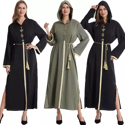 Ramadan Dubai Kaftan Muslim Women Long Dress Caftan Islamic Moroccan Robe Hooded • $41.22