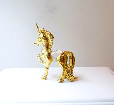 Vintage IFS Faceted Crystal & Gold Plated Metal Miniature Unicorn Stamped • $11.99