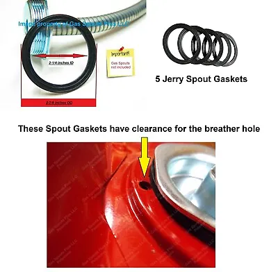 5-Pk JERRY CAN RIBBED SPOUT GASKET For Blitz Metal Gas Can 5 Gallon Military 20L • $9.95