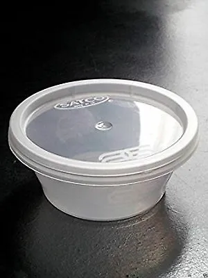 Satco 2oz Plastic Container Tub Baby Food Sauce Dip Deli Pot Ice-cream Reusable • £8.20