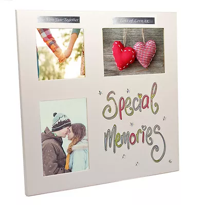 Personalised Special Memories Three Aperture White Photo Frame Engraved Plaque • £16.99