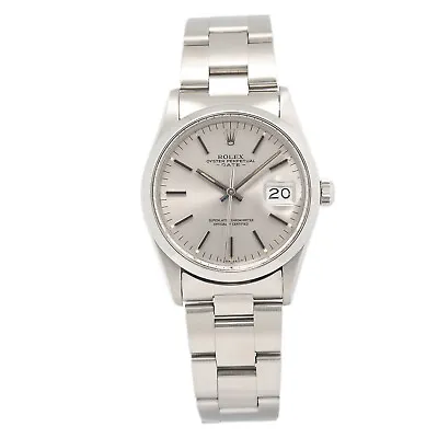 Rolex Oyster Perpetual Date 15000 Oyster Auto Silver Index Dial Men's Watch 34mm • $3695