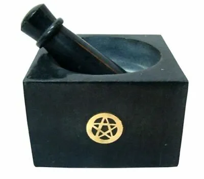 Pentacle Soap Stone Mortar & Pestle 4'x4 X2.5 H Herb Culinary Grinder Spell • $27.75