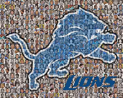 Detroit Lions Photo Mosaic Print Art Using Over 100 Past And Present Players • $44