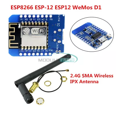 WeMos D1 Mini ESP8266 ESP-12 CH340G WIFI Development Board 2.4G 3dBI SMA Antenna • $2.21