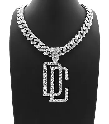 Dreamchasers Dc Pendant Silver Cuban Link Lab Diamond Chain Necklace Meek Mill • $59.99