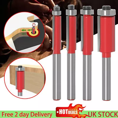 £6.29 • Buy 4x Top & Bottom Bearing 1/4 Shank Pattern Trim Router Template Flush Bit Cutter